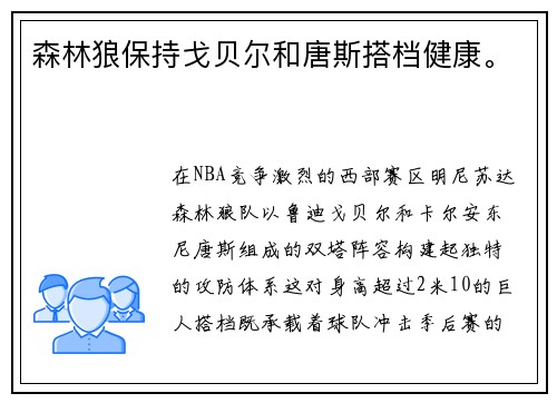 森林狼保持戈贝尔和唐斯搭档健康。