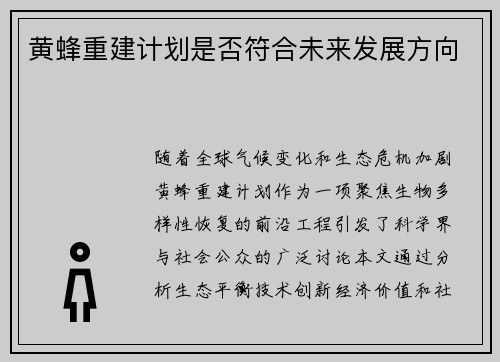 黄蜂重建计划是否符合未来发展方向