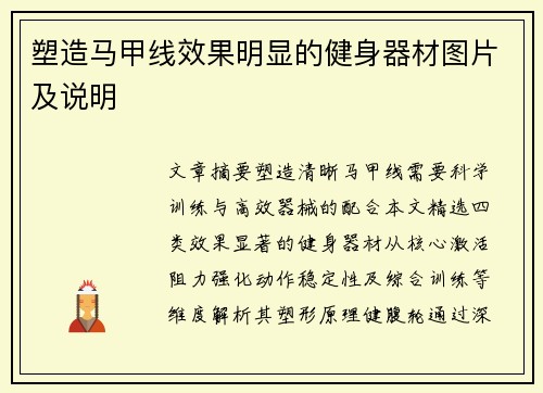 塑造马甲线效果明显的健身器材图片及说明